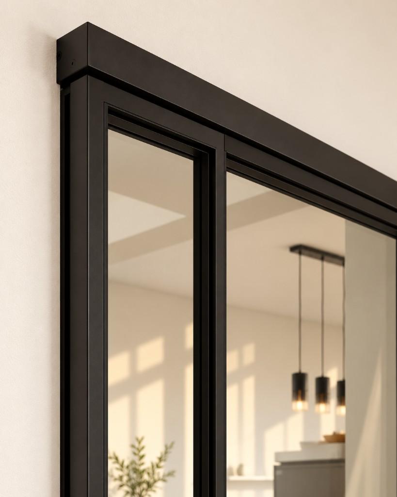 Bovenrail van een stalen schuifdeur